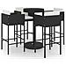 Set Bar Da Giardino 5 Pz Con Cuscini Polyrattan Nero - Foto miniatura 2
