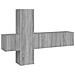 Set Mobili Porta Tv 3 Pz Grigio Sonoma In Legno Multistrato - Foto miniatura 2