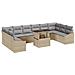 Set da giardino in rattan poliestere con cuscini da 11 pezzi beige - Foto miniatura 1