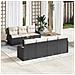 Set di divani da giardino 8 pezzi con cuscini in polyrattan nero e acacia, Divano da giardino 2 posti con cuscini in polyrattan nero - Foto miniatura 2