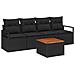 Set di Sofà da Giardino a 5 Pezzi con Cuscini Nero Polyrattan Acacia, Sofà da Giardino a 2 Posti con Cuscini Nero Polyrattan - Foto miniatura 1