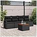 Set di Sofà da Giardino a 5 Pezzi con Cuscini Nero Polyrattan Acacia, Sofà da Giardino a 2 Posti con Cuscini Nero Polyrattan - Foto miniatura 2