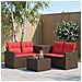 Set di divani 6 pz Marrone e Rosso Rattan sintetico e Acciaio - Foto miniatura 10