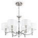 Elegante Lampadario Da Soffittto A Sospensione Regolabile, 6 Bracci, Design Moderno, Struttura In Vetro E Metallo Nickel, Paralumi In Tessuto Bianco, Per 6 Lampadine E14 40 W (non Incl)  - Foto miniatura 1