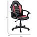 Sedia Con Ruote Miranda, Poltrona Da Gaming Ragazzo, Sedia Da Scrivania, 56x55h89/100 Cm, Nero E Rosso - Foto miniatura 2