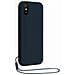 Cover In Silicone Per Xiaomi Redmi 9a Con Cinturino Da Polso Abbinato, Blu Scuro - Foto miniatura 1