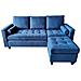 Coventry Divano A 3 Posti In Velluto Con Poggiapiedi Blu - Foto miniatura 3