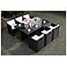 Miami Set Di Mobili Da Giardino A 6 Posti Nero/bianco + Telo Di Protezione - Foto miniatura 7