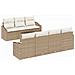Set di Divani da Giardino da 8 Pezzi con Cuscini Beige in Rattan Sintetico - Foto miniatura 1