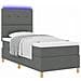 Letto a molle con materasso Grigio scuro 80 x 200 cm Tessuto - Foto miniatura 3