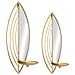 Set 2 Portacandele Da Muro Leaf In Ferro Dorato E Specchio Cm 18x13x41 E 15x13x35 - Foto miniatura 2