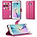Custodia Compatibile Con Samsung Galaxy S6 Edge In Rosa Vivo - Coperchio Protettiva Con Chiusura Magnetica, Funzione Stand E Tasca Per Le Carte - Foto miniatura 1