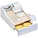 , Gioco Commerciante Di Legno 48 * 22,5 * 99 Cm Grande Venditore Stand Imitazione Gioco Registratore Di Cassa E Terminale Di Pagamento E Accessori (lavagna, Etichette) Conforme Ce E En - Foto miniatura 5