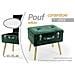 Trade Shop - Pouf Contenitore Baule Poggiapiedi Sgabello Pouff Velluto Verde 50x35x46cm 756801 - Foto miniatura 1