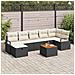 Set di divani da giardino 8 pezzi con cuscini in rattan nero, Divano da giardino 2 posti con cuscini in rattan nero - Foto miniatura 2