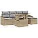Set di Sofà da Giardino a 6 Pezzi con Cuscini Beige in Rattan Sintetico - Foto miniatura 1