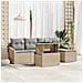 Set di Sofà da Giardino a 6 Pezzi con Cuscini Beige in Rattan Sintetico - Foto miniatura 2