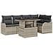 Set Divano da Giardino 6 Pezzi con Cuscini Grigio Chiaro in Polyrattan, Divano da Giardino 2 Posti con Cuscini Grigio Chiaro in Polyrattan - Foto miniatura 1