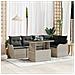 Set Divano da Giardino 6 Pezzi con Cuscini Grigio Chiaro in Polyrattan, Divano da Giardino 2 Posti con Cuscini Grigio Chiaro in Polyrattan - Foto miniatura 2