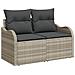 Set Divano da Giardino 6 Pezzi con Cuscini Grigio Chiaro in Polyrattan, Divano da Giardino 2 Posti con Cuscini Grigio Chiaro in Polyrattan - Foto miniatura 4