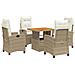 Set da Pranzo da Giardino 5 pz con Cuscini Beige in Polyrattan - Foto miniatura 1
