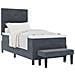 Letto Box Spring con Materasso e Panchina Grigio Scuro 100x200 cm Velluto - Foto miniatura 1