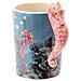 Tazza In Ceramica Stampata Con Fondale Marino E Con Leggero Effetto Cromatico E Manico A Forma Di Cavalluccio Marino. - Foto miniatura 2