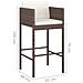 Set Bar Da Giardino 3 Pz Con Cuscini Polyrattan Marrone - Foto miniatura 2