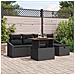 Set Divano da Giardino 6 Pezzi con Cuscini Nero Polyrattan - Foto miniatura 2