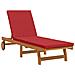 Lettino Prendisole con Ruote e Cuscino Rosso in Legno Massello di - Foto miniatura 1
