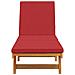 Lettino Prendisole con Ruote e Cuscino Rosso in Legno Massello di - Foto miniatura 4