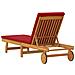 Lettino Prendisole con Ruote e Cuscino Rosso in Legno Massello di - Foto miniatura 6