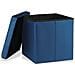 Pouf pieghevole con contenitore - Velluto blu navy L x 8 - Foto miniatura 3