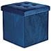 Pouf pieghevole con contenitore - Velluto blu navy L x 8 - Foto miniatura 2