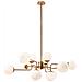 Moderno Lampadario, Metallo Color Ottone, Design Art Deco, Altezza Regolabile, 12 Paralumi In Vetro Opaco, Per 12 Lampadine X E14 40 W  - Foto miniatura 1