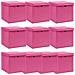 Scatole Portaoggetti con Coperchi 10pz Rosa 32x32x32 cm Tessuto - Foto miniatura 1