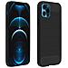 Cover Iphone 12 Pro Max Silicone Gel Carbonio Metallo Spazzolato Nero - Foto miniatura 1
