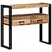 Tavolo Consolle Nero 90x33x75 cm Legno Massello di Acacia e Metallo - Foto miniatura 3