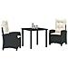Set da Pranzo per Giardino 3 pcs Nero polyrattan - Foto miniatura 3