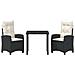 Set da Pranzo per Giardino 3 pcs Nero polyrattan - Foto miniatura 7