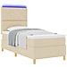 Letto a molle con materasso Crema 90 x 190 cm Tessuto - Foto miniatura 3