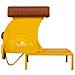 Sgabello In Metallo Giallo E Pelle 95x50x75h - Foto miniatura 5