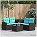 Set di divani 6 pz Nero e Blu Rattan sintetico e Acciaio - Foto miniatura 4