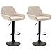 Set 2 Sgabelli Bar Braga in Tessuto - Coppia Sedie Cucina Regolabili con Schienale e Braccioli - Sedie Sgabello Bancone Imbottite Crema - Foto miniatura 2