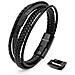 Bracciale in Pelle da Uomo, ""Wild"", 17cm, Nero - Foto miniatura 1
