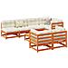 Set Divani Giardino 8 pz con Cuscini Marrone Cera Massello Pino - Foto miniatura 3