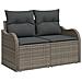 Set Divano da Giardino a 6 Pezzi con Cuscini in Polyrattan Grigio,  Divano da Giardino a 2 Posti con Cuscini in Polyrattan Grigio - Foto miniatura 4