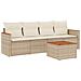 Set Divano da Giardino 5 pz con Cuscini Beige in Polyrattan - Foto miniatura 1