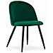 Sedia BELLO in velluto verde con gambe nere, design ergonomico x4 - Foto miniatura 2