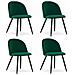 Sedia BELLO in velluto verde con gambe nere, design ergonomico x4 - Foto miniatura 1